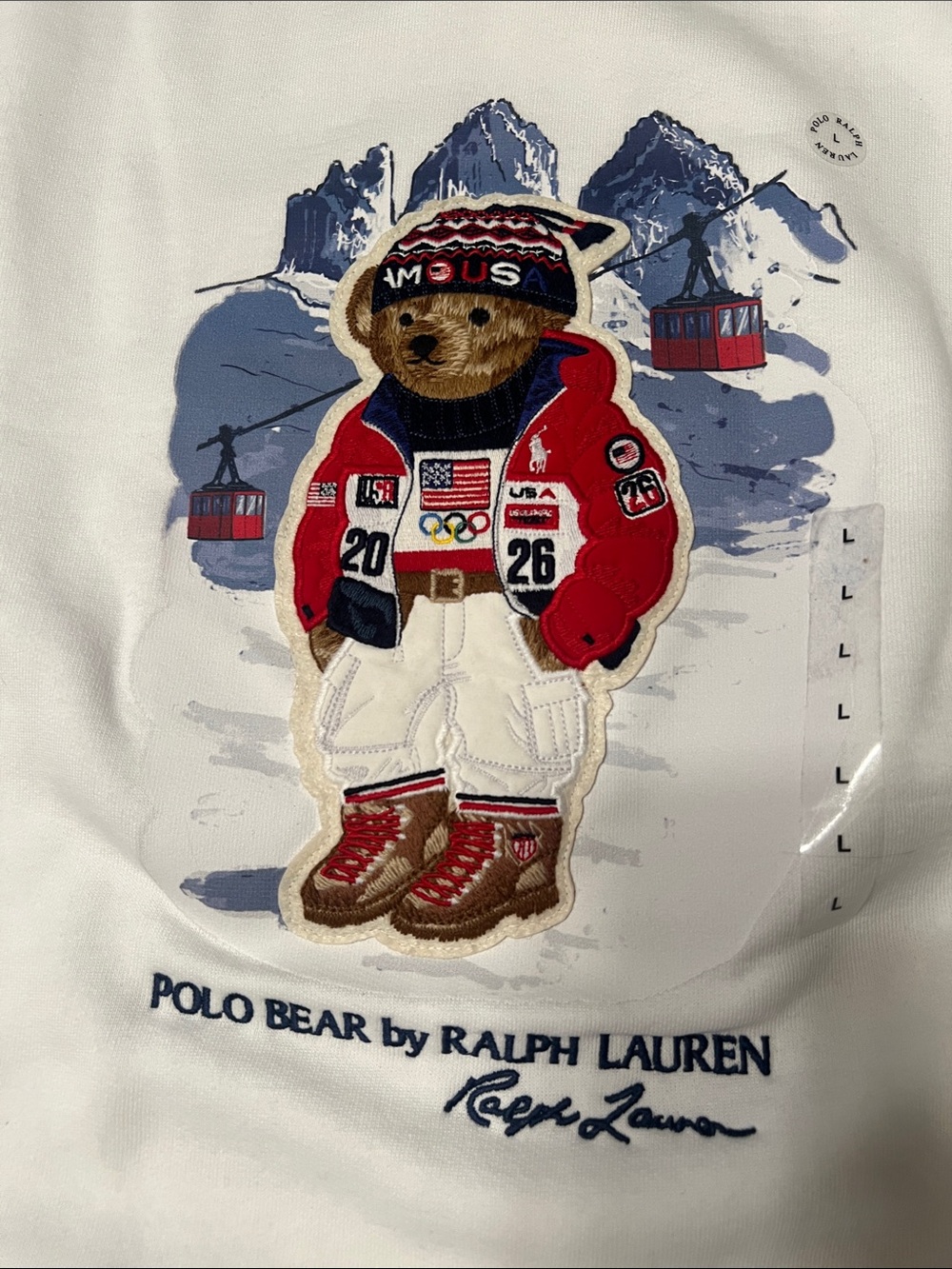 Polo by Ralph Lauren Team USA Olympic Polo Bear White Crewneck Sweatshirt - Picture 12 of 15